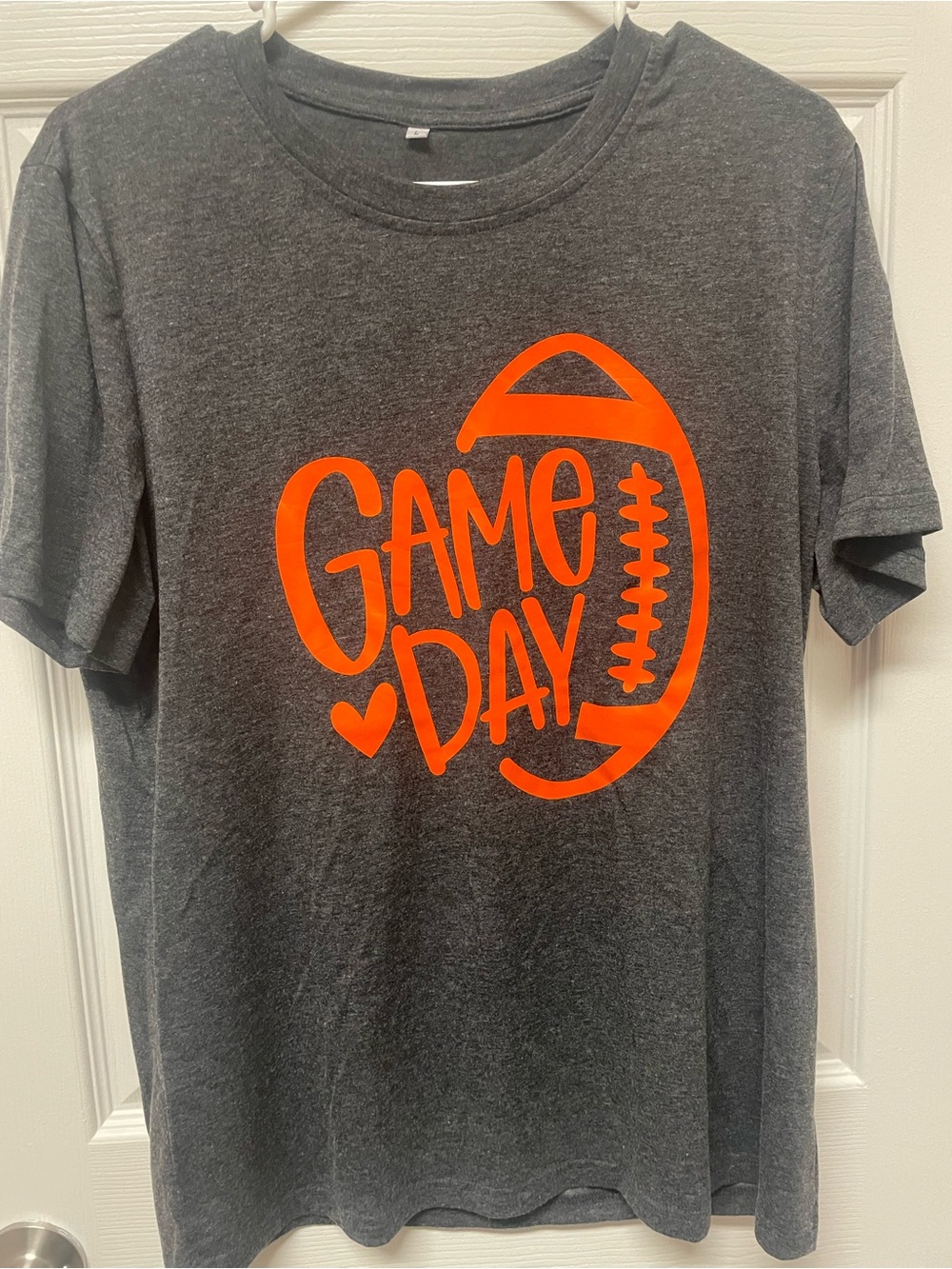 Game Day Football Graphic Tee - Charcoal with Orange Print